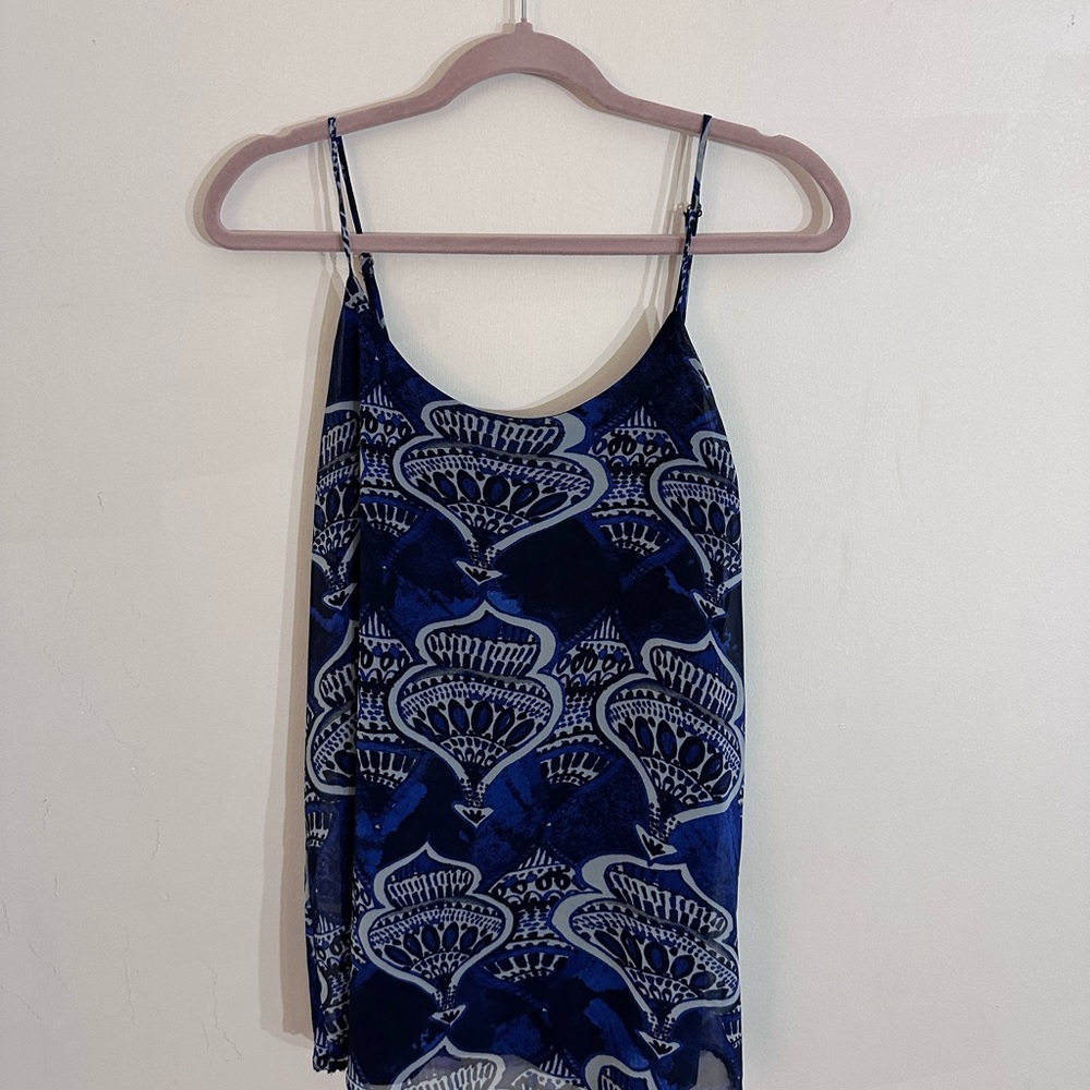 Show Me Your MuMu Elegant Blue Patterned Women's Tank Top
